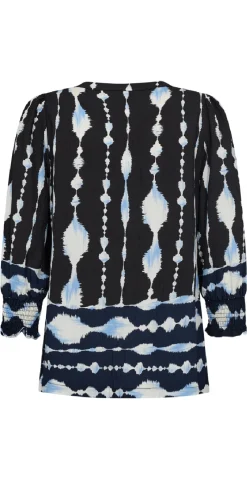 Aby bluse med print black v. navy blazer