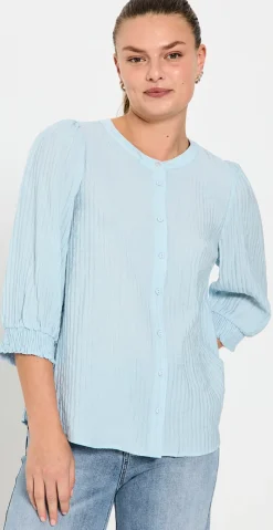 Aby bluse med struktur chambray blue