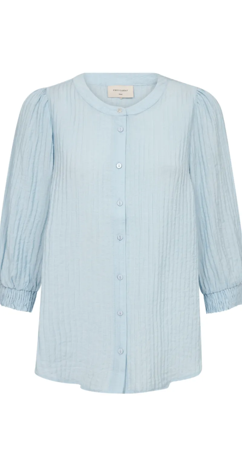 Aby bluse med struktur chambray blue