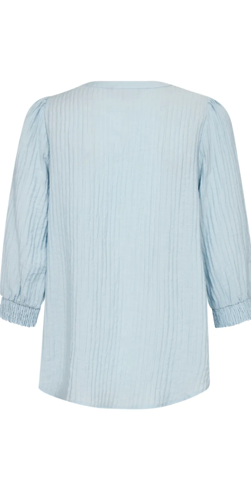 Aby bluse med struktur chambray blue