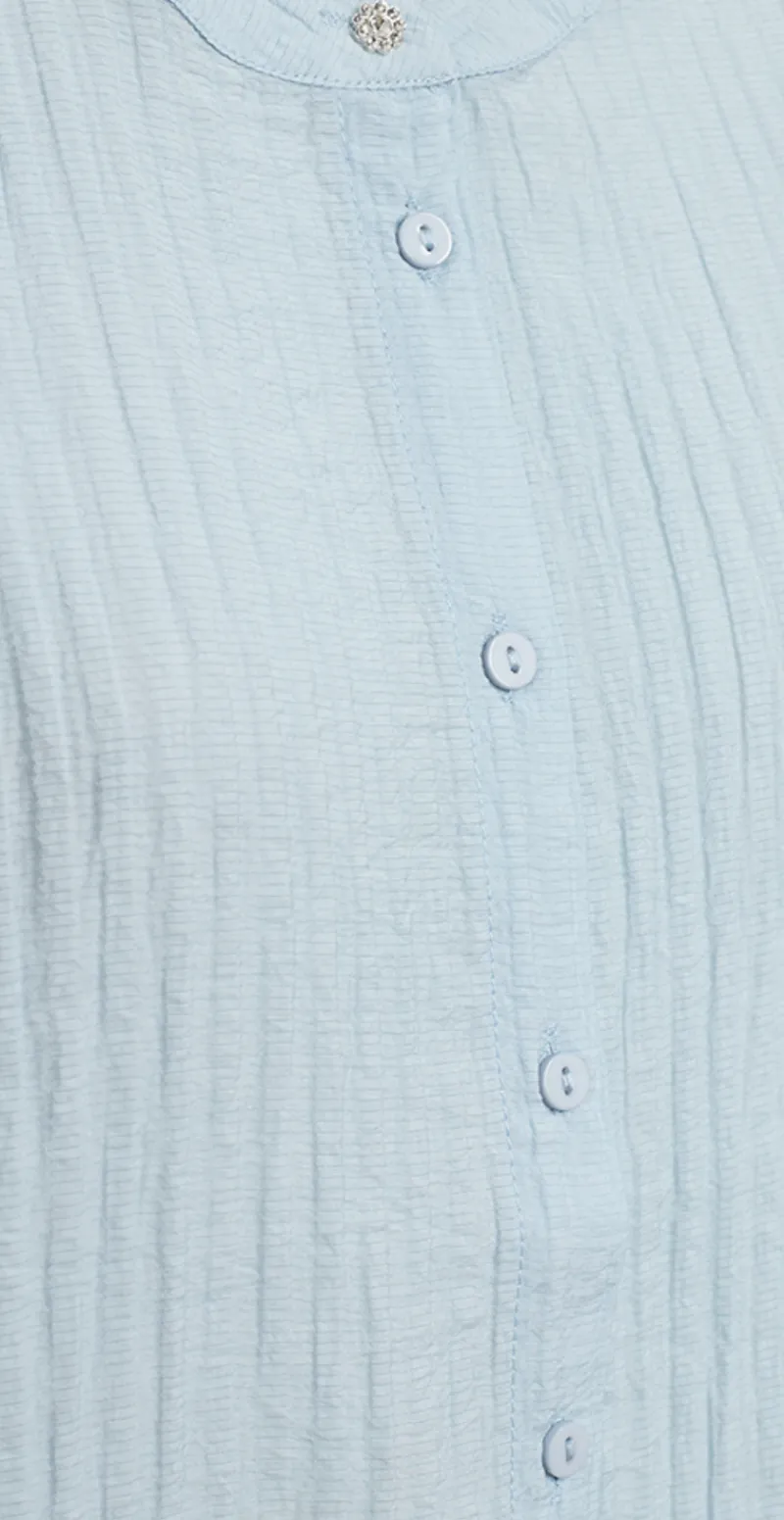 Aby bluse med struktur chambray blue