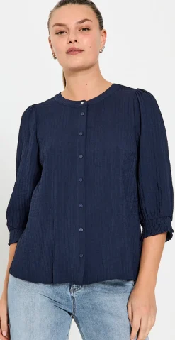 Aby bluse med struktur navy blazer