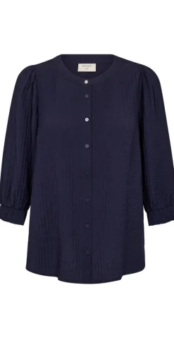Aby bluse med struktur navy blazer
