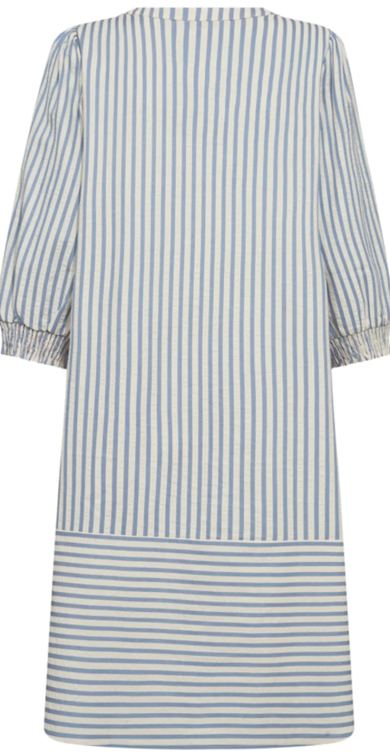 Aby kjole med striber blå w. off-white