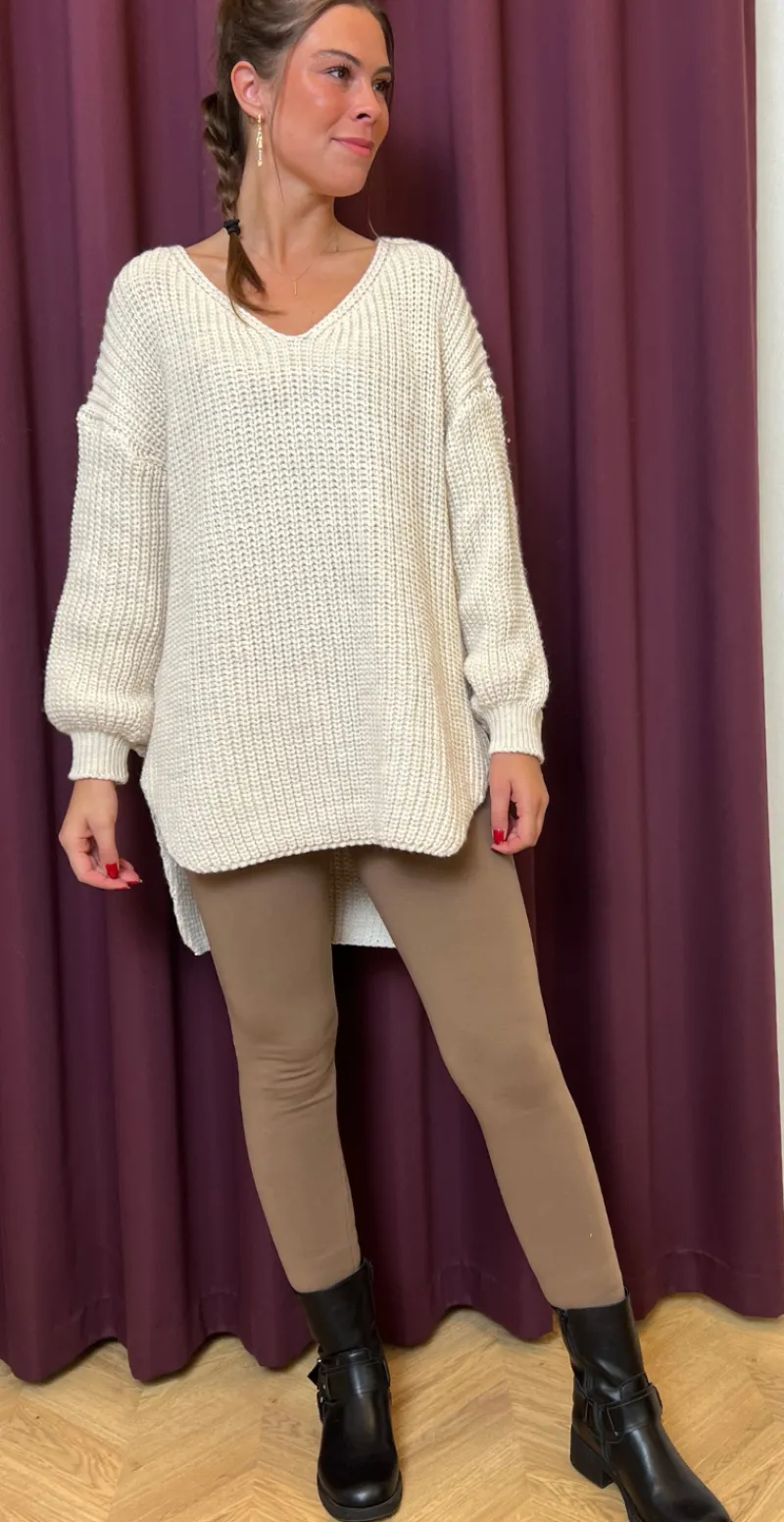 Aline leggings med fleece camel Likelondon