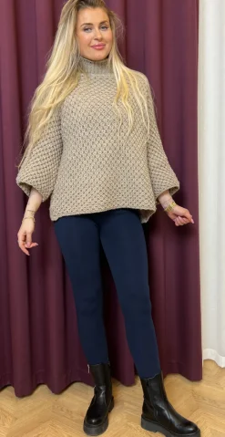 Aline leggings med fleece navy Likelondon