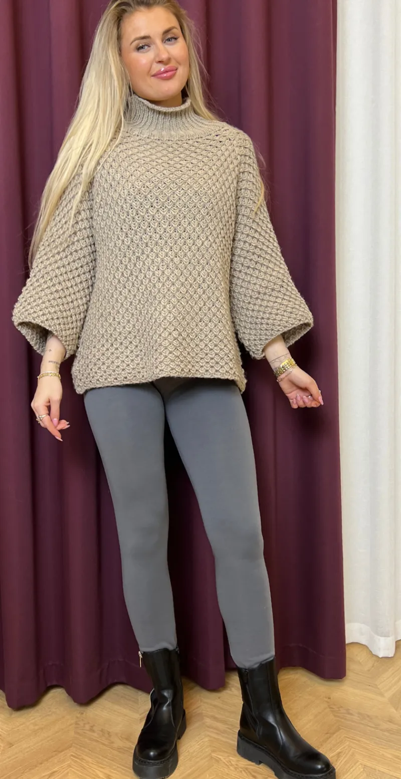 Aline leggings med fleece grå Likelondon