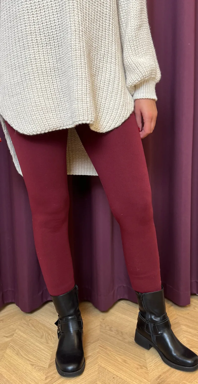 Aline leggings med fleece bordeaux Likelondon