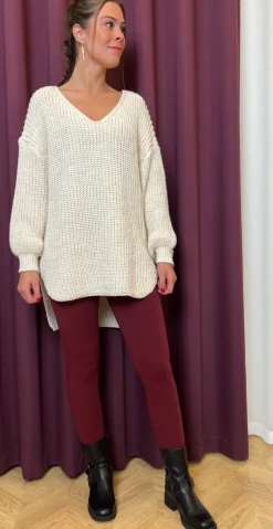 Aline leggings med fleece bordeaux Likelondon