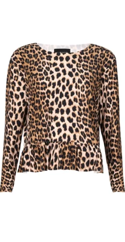 Alma bluse med peplum og leopard print