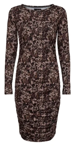 Alma dress brown camo flower