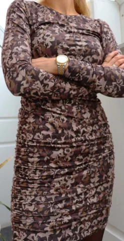 Alma dress brown camo flower