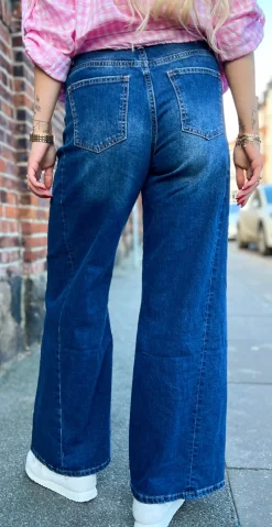 Angela bukser med vidde mørk denim LikeLondon