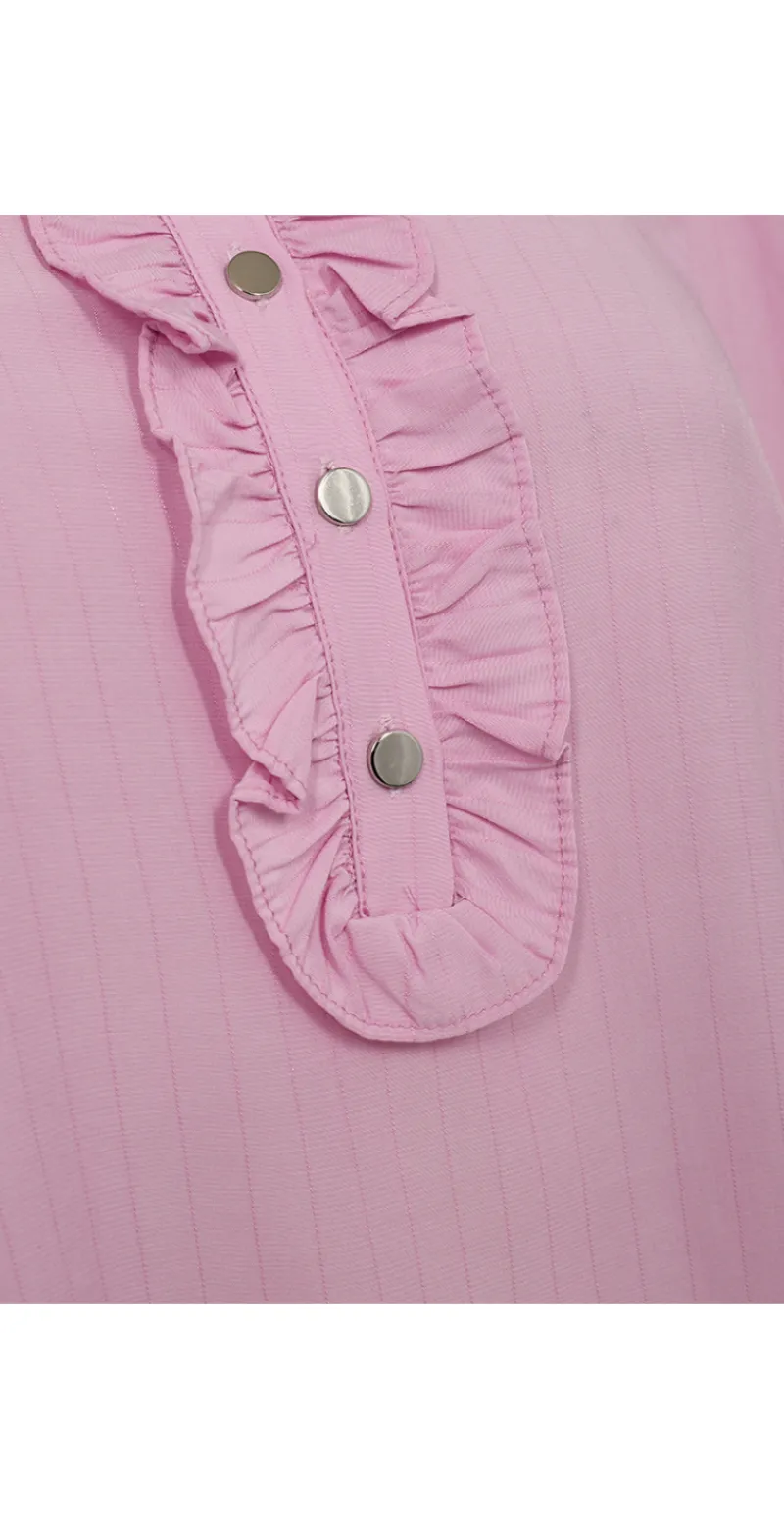 April bluse med flæse lilac sachet