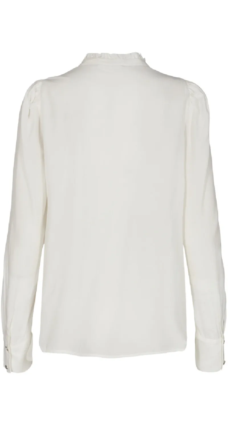 April bluse med flæse off white