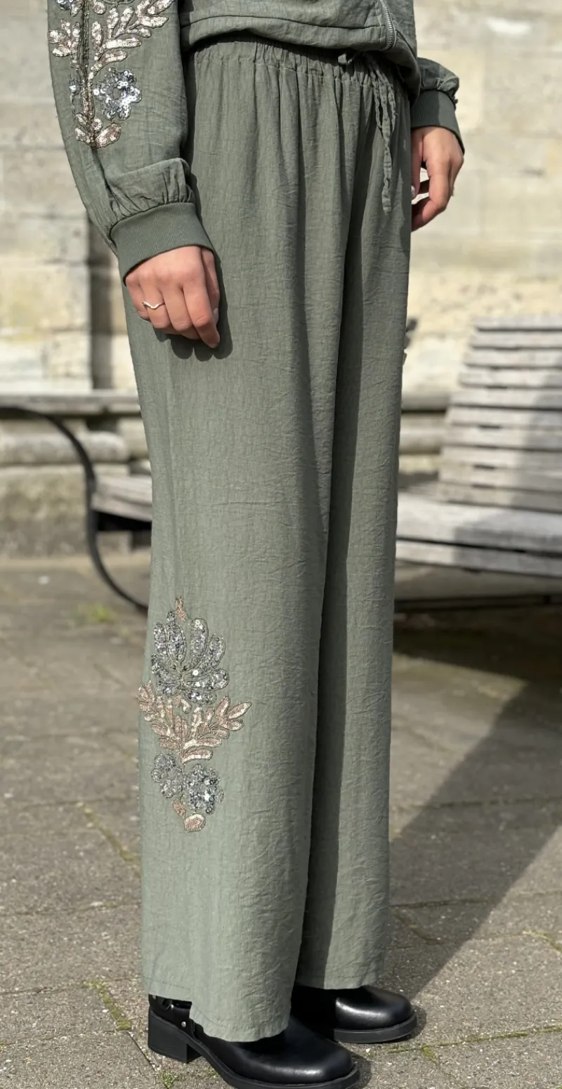 Athena bukser med palietter army LikeLondon