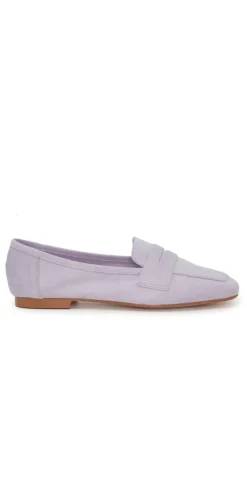 Ballerina loafers i ruskind light purple