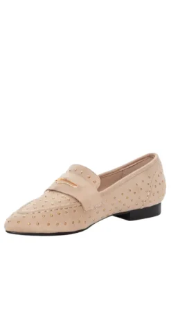 Ballerina-loafers med nitter beige