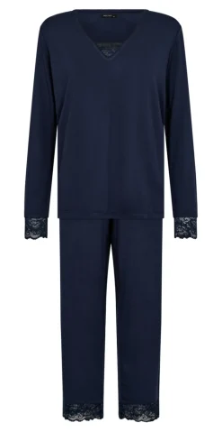 Bambus pyjamas sæt med blonde navy