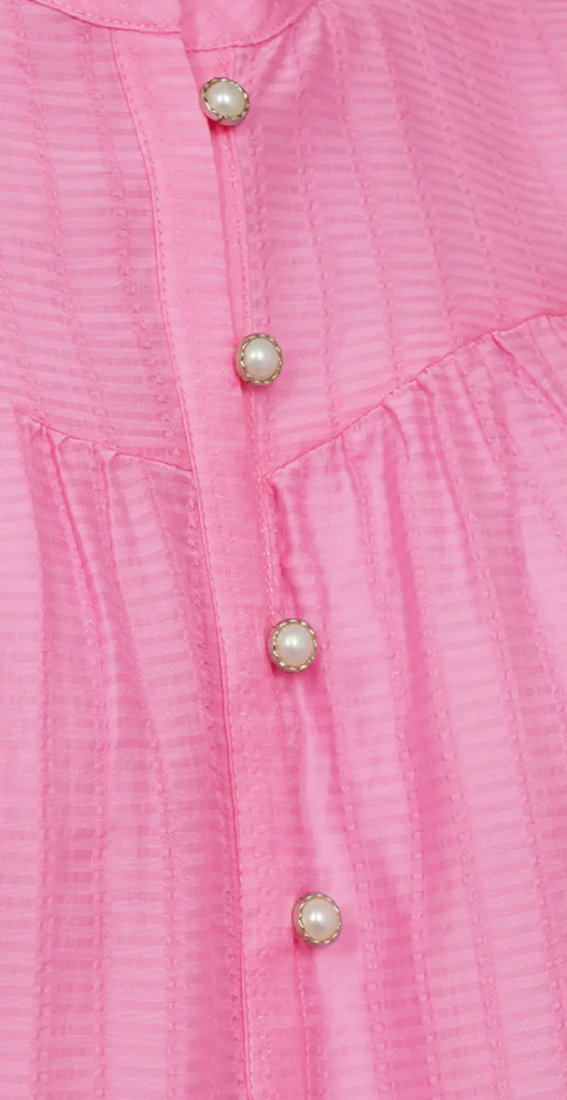 Bella bluse med knapdetaljer fuchsia pink
