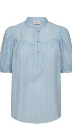 Bella bluse med knapdetaljer chambray blue
