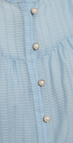Bella bluse med knapdetaljer chambray blue
