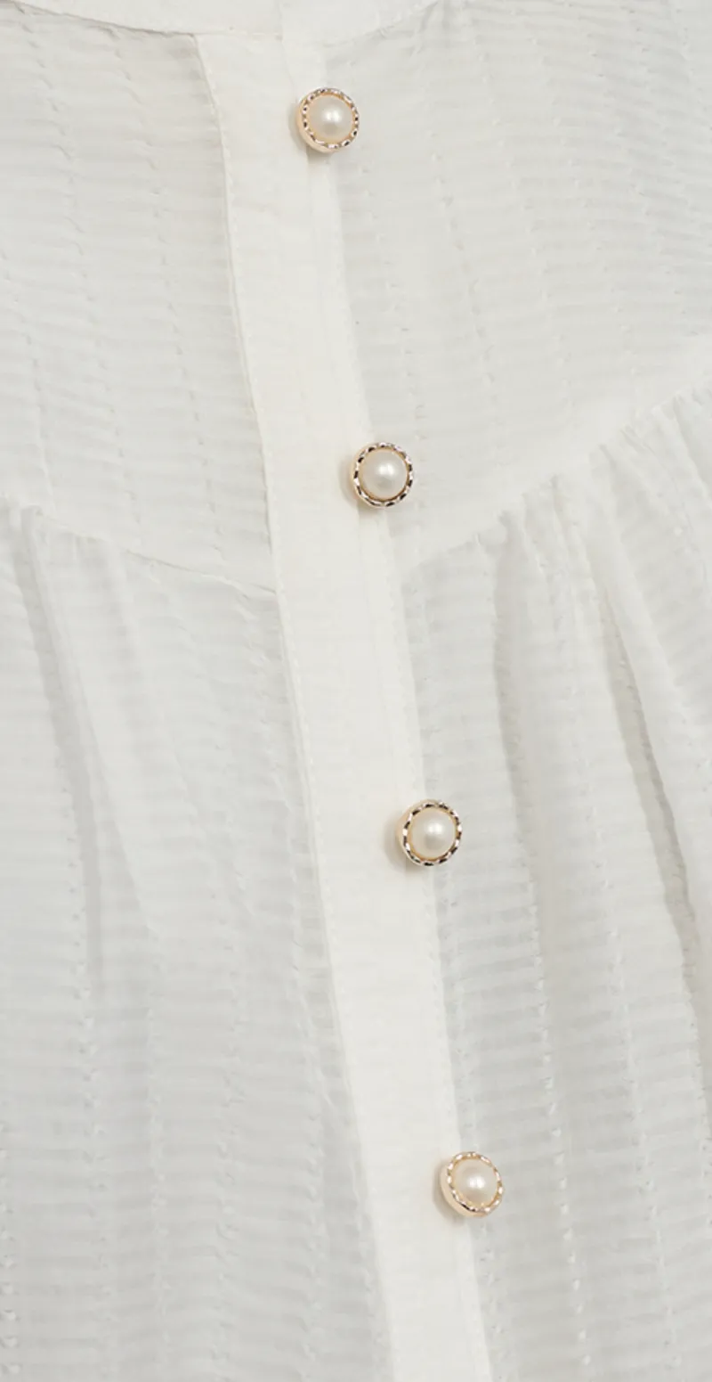 Bella bluse med knapdetaljer off-white