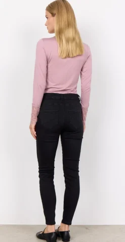 Bluse med blondehals gammelrosa