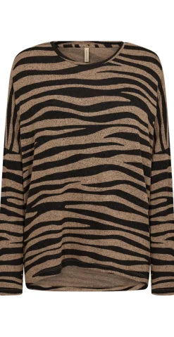 Bluse med dyreprint sort/brun