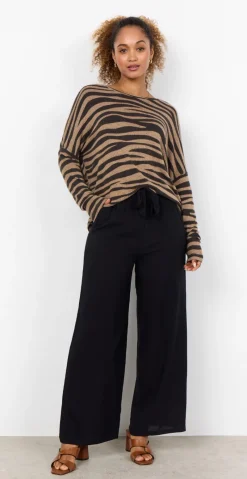 Bluse med dyreprint sort/brun
