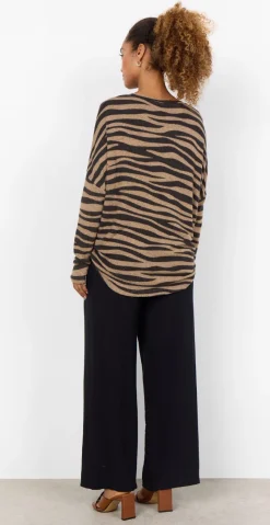 Bluse med dyreprint sort/brun