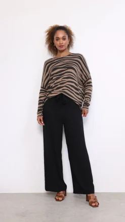 Bluse med dyreprint sort/brun