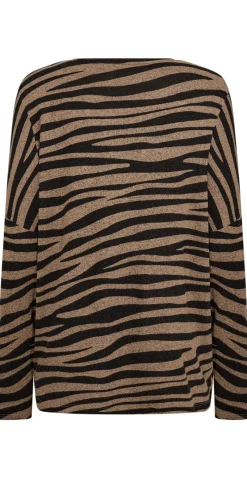Bluse med dyreprint sort/brun