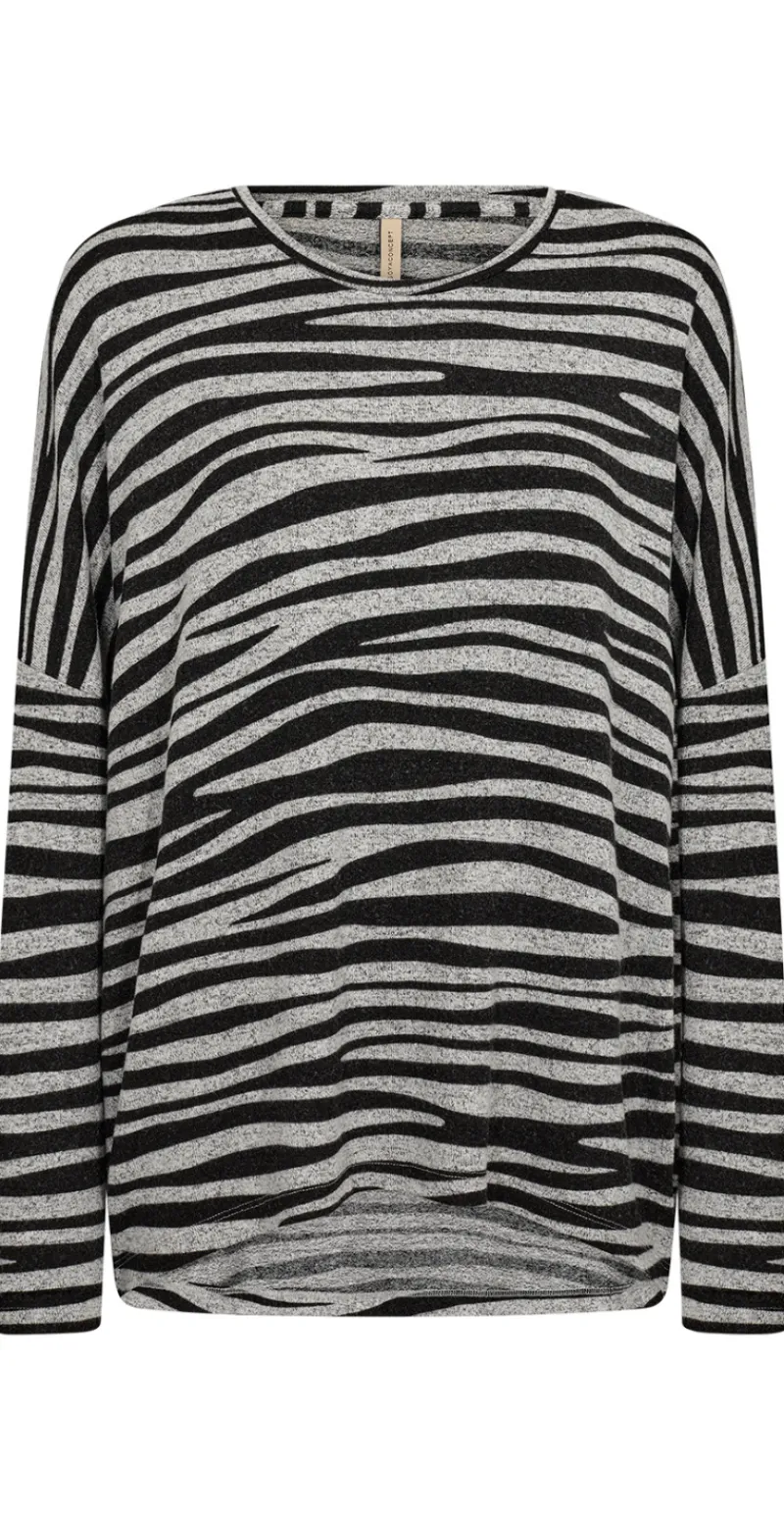 Bluse med dyreprint sort/grå
