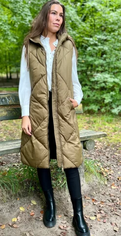 Bomina vest med lynlås military olive