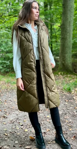 Bomina vest med lynlås military olive