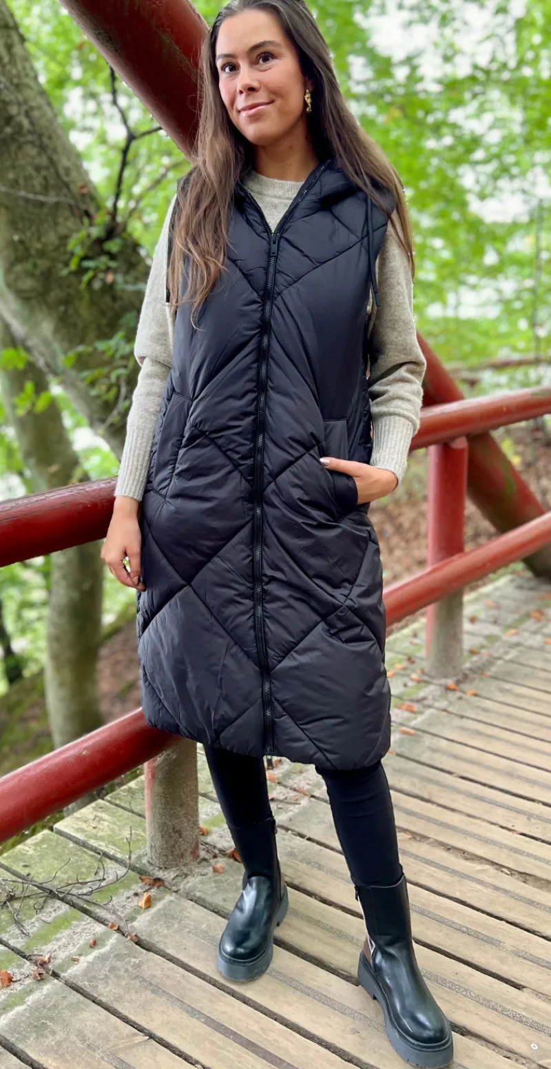 Bomina vest med lynlås sort