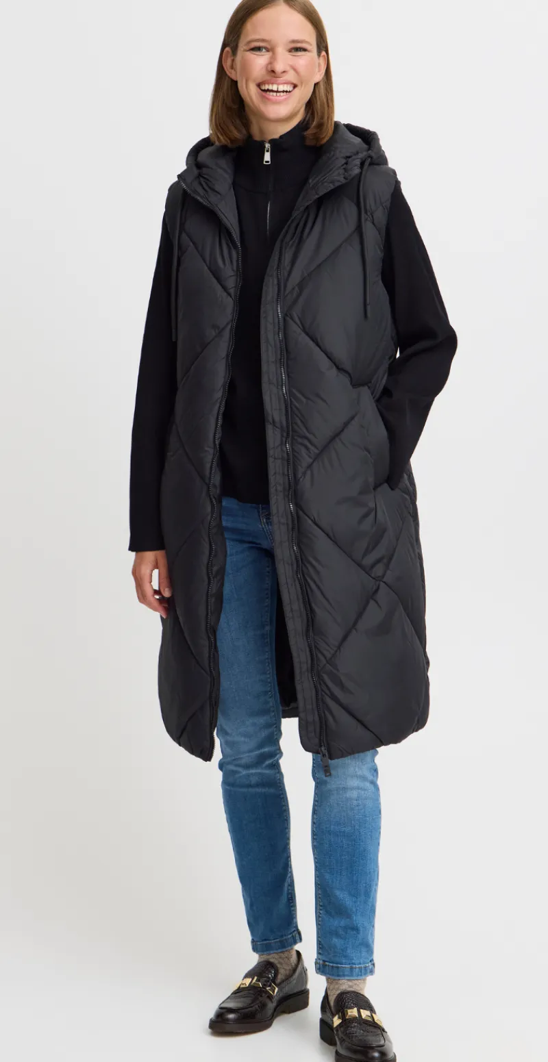 Bomina vest med lynlås sort