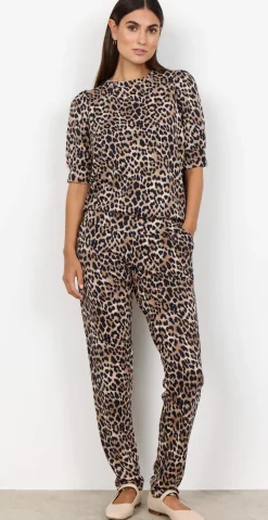 Bree bluse med leopardprint camel