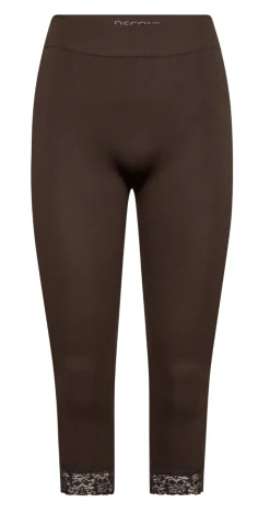 Capri leggings med blondekant brun