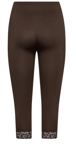 Capri leggings med blondekant brun