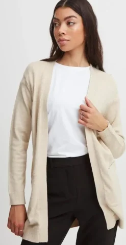 Cardigan i strik cement melange