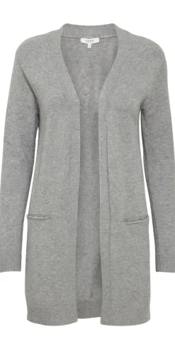 Cardigan i strik mid grey melange