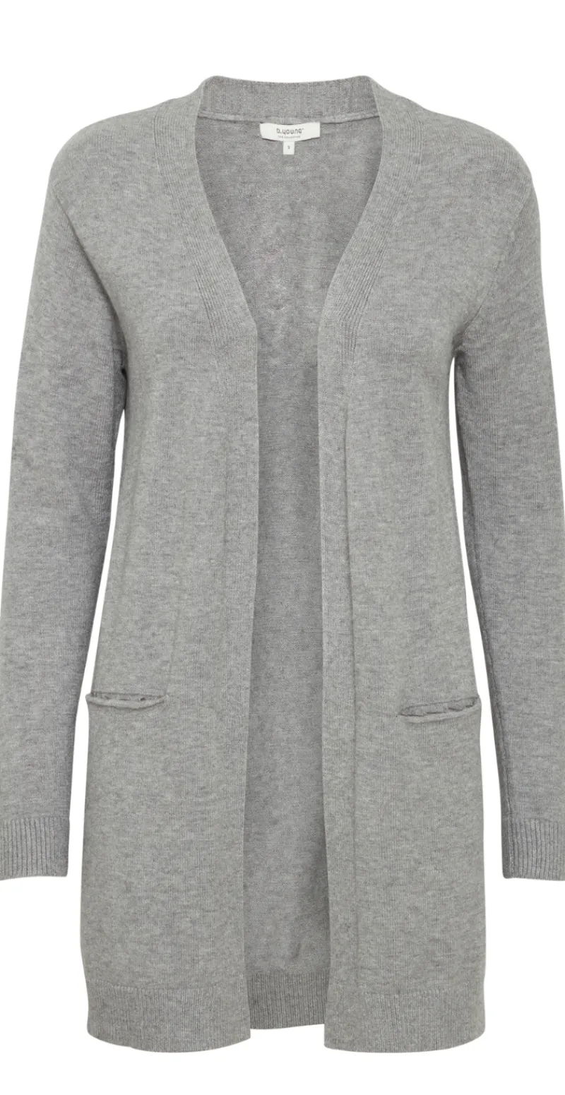 Cardigan i strik mid grey melange