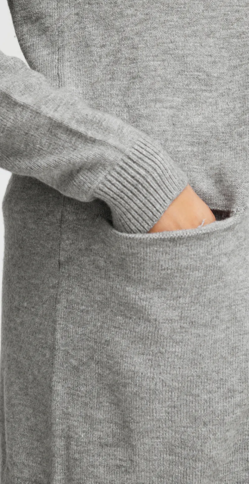 Cardigan i strik mid grey melange