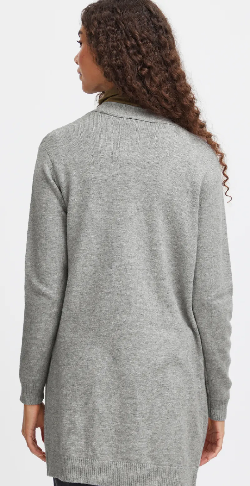 Cardigan i strik mid grey melange