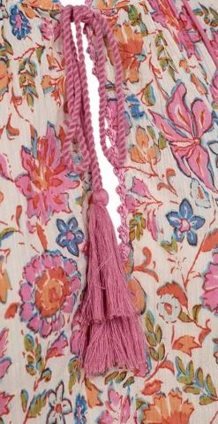 Carin bluse med blomsterprint og snøre Off-white w. Fuchsia Freequent