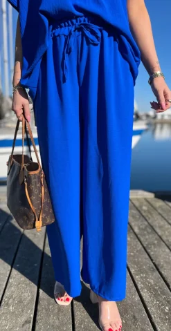 Cassie bukser med snøre royal blue LikeLondon