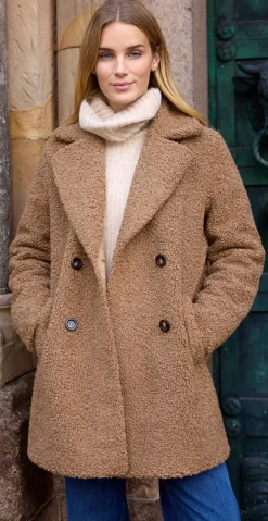 Cassie teddy-jakke camel