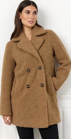Cassie teddy-jakke camel